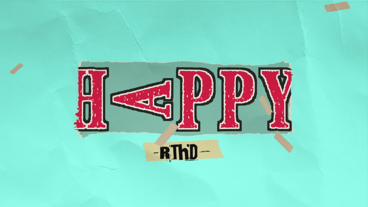 파란색 종이 텍스처에 생일 축하 문자