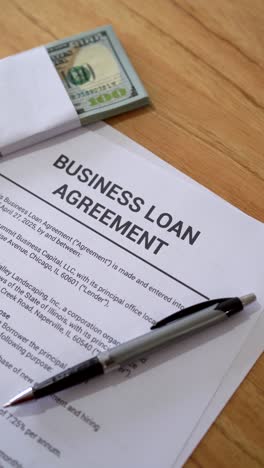 business loan agreement. concept of borrow money to expand your business. vertical shot.
