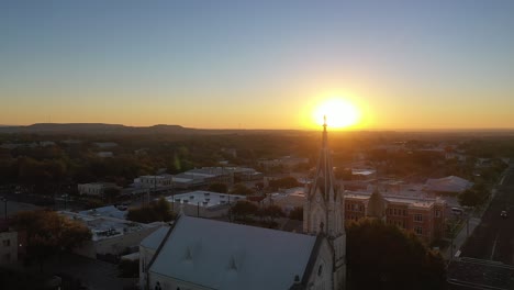 saint mary's catholic church backlit by stunning sunset, fredericksburg texas