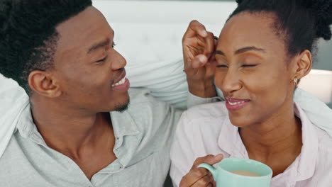 Black-couple-drink-cup-of-coffee-with-smile