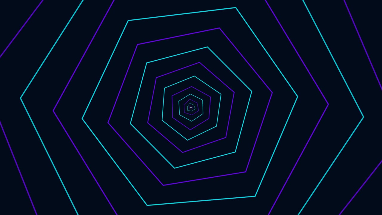 Abstract Animation of Pulsing Neon Hexagons