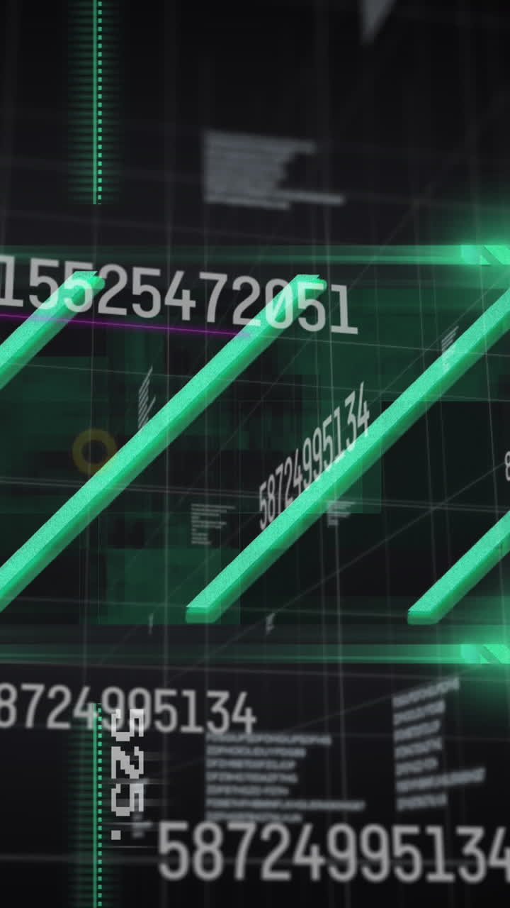 Animation of data processing on black background