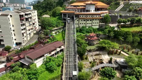 kek lok si temple with lush green surroundings and a funicular railway in penang