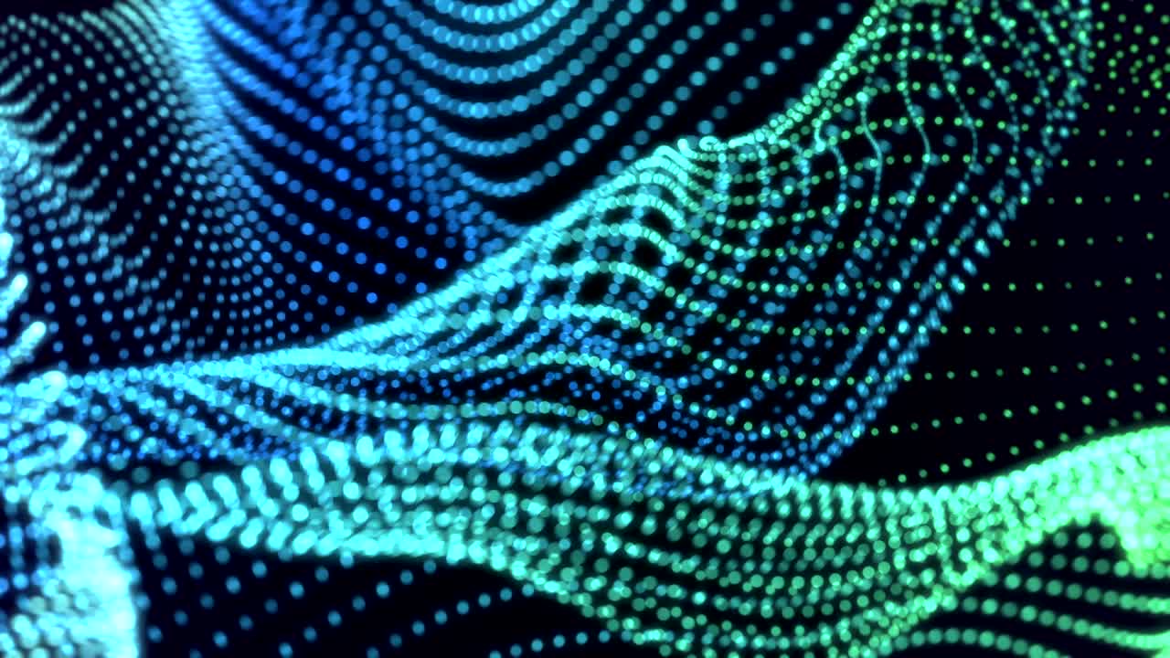 elegante bucle de fondo de movimiento abstracto, campo de partículas ondulantes que bailan