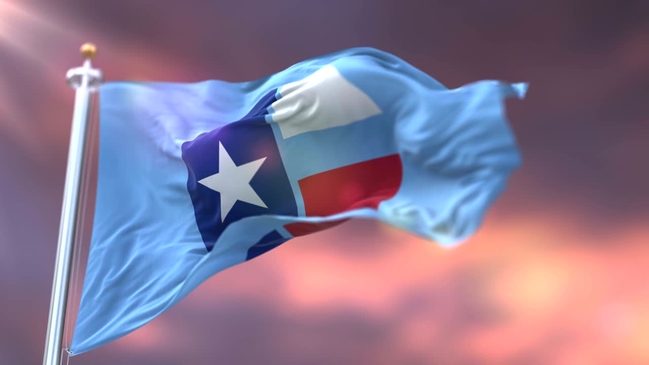 bandera de collin, condado del estado de texas al atardecer, en los estados unidos - bucle