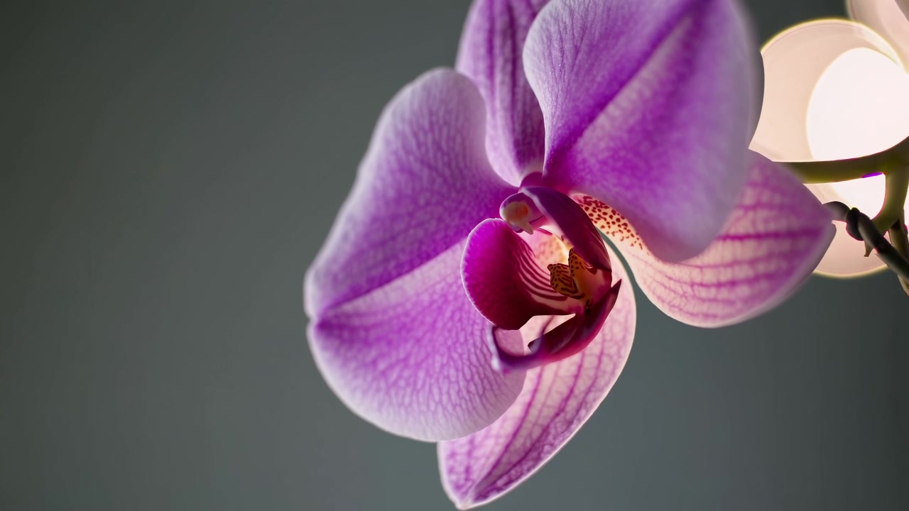 Primo piano di un vivace fiore di orchidea viola