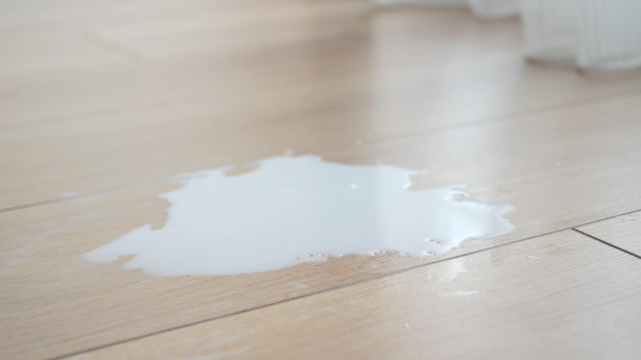 나무 바닥에 흘린 우유