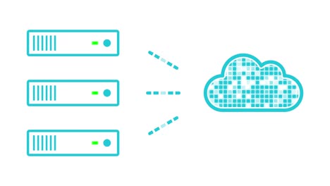 cloud-server communication concept (seamless loop, light blue on white background)