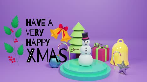 Animation-of-christmas-greetings-text-over-christmas-decorations-on-purple-background