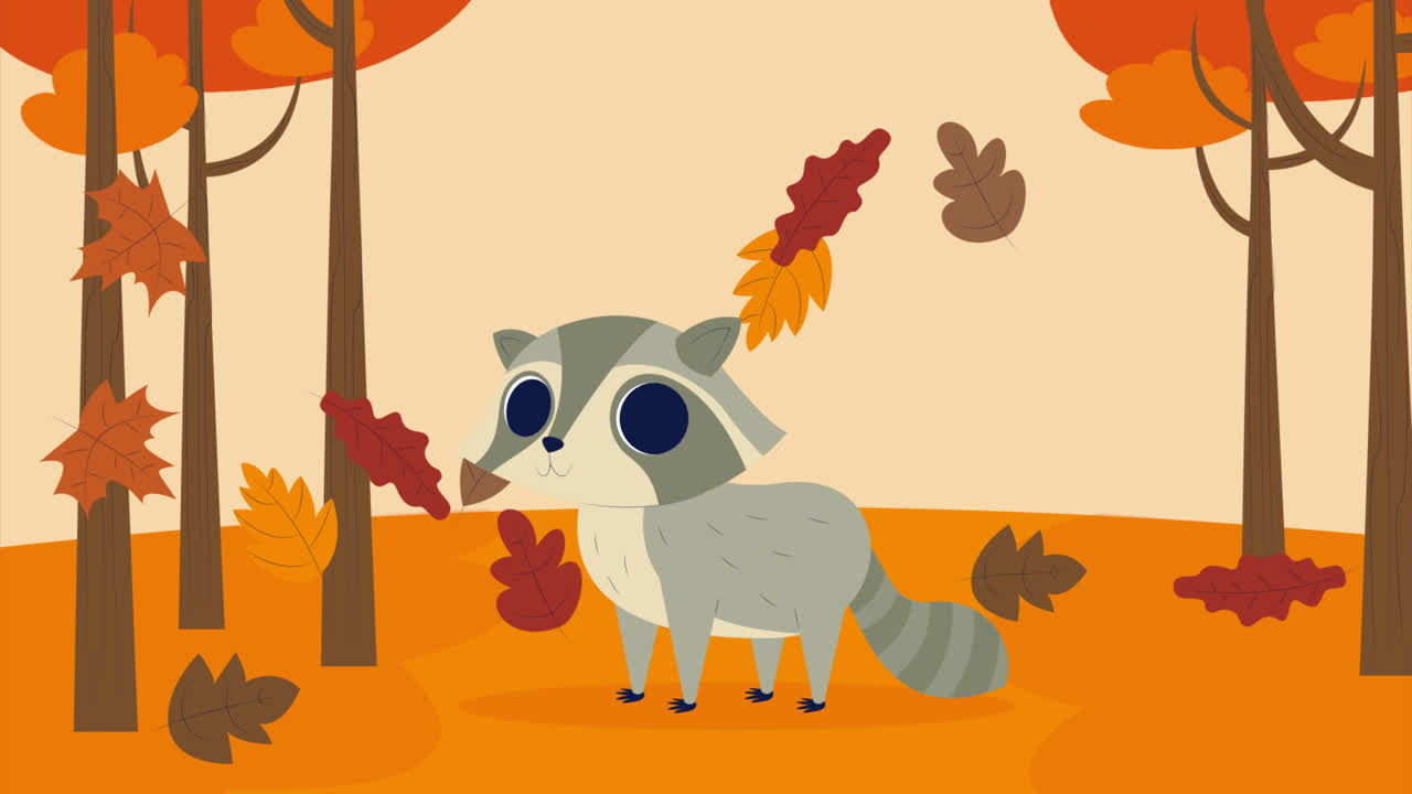 Motion Graphic of Autumn decorative background flat style