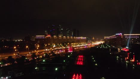 russia moscow park pobedy by night on the victory day 4k 30fps with a drone