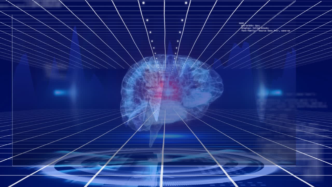 Animation of human brain, molecules, data processing and metaverse