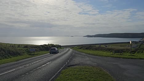 Puesta-De-Sol-Sobre-Newgale,-En-La-Costa-De-Pembrokeshire-(Gales,-Reino-Unido)