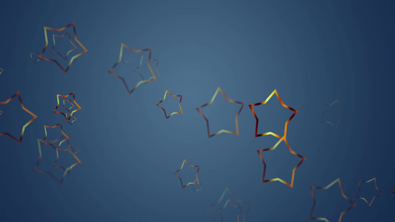 animación de estrellas doradas de navidad cayendo sobre un fondo azul