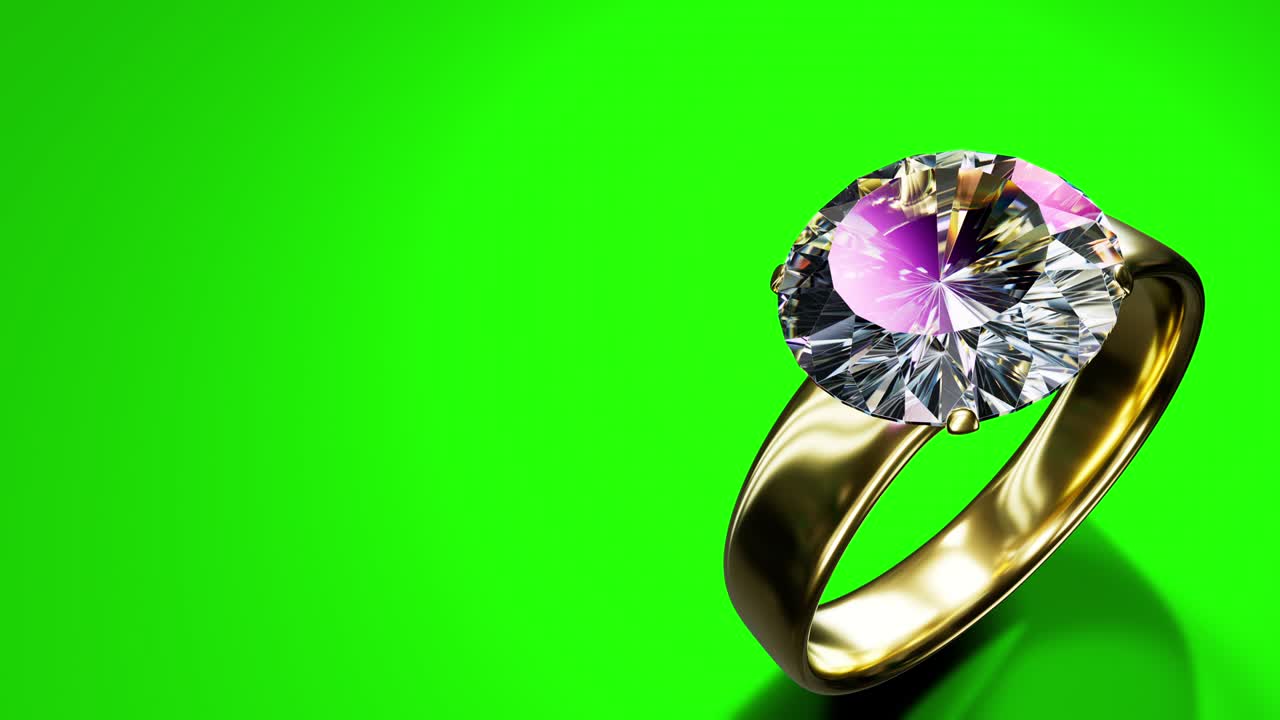 бриллиантовое обручальное кольцо на экране с свободным местом слева, изолированное