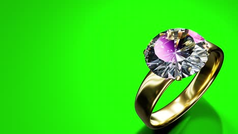 anillo de bodas de diamante en la pantalla de la tecla de croma con espacio libre en la izquierda, aislado