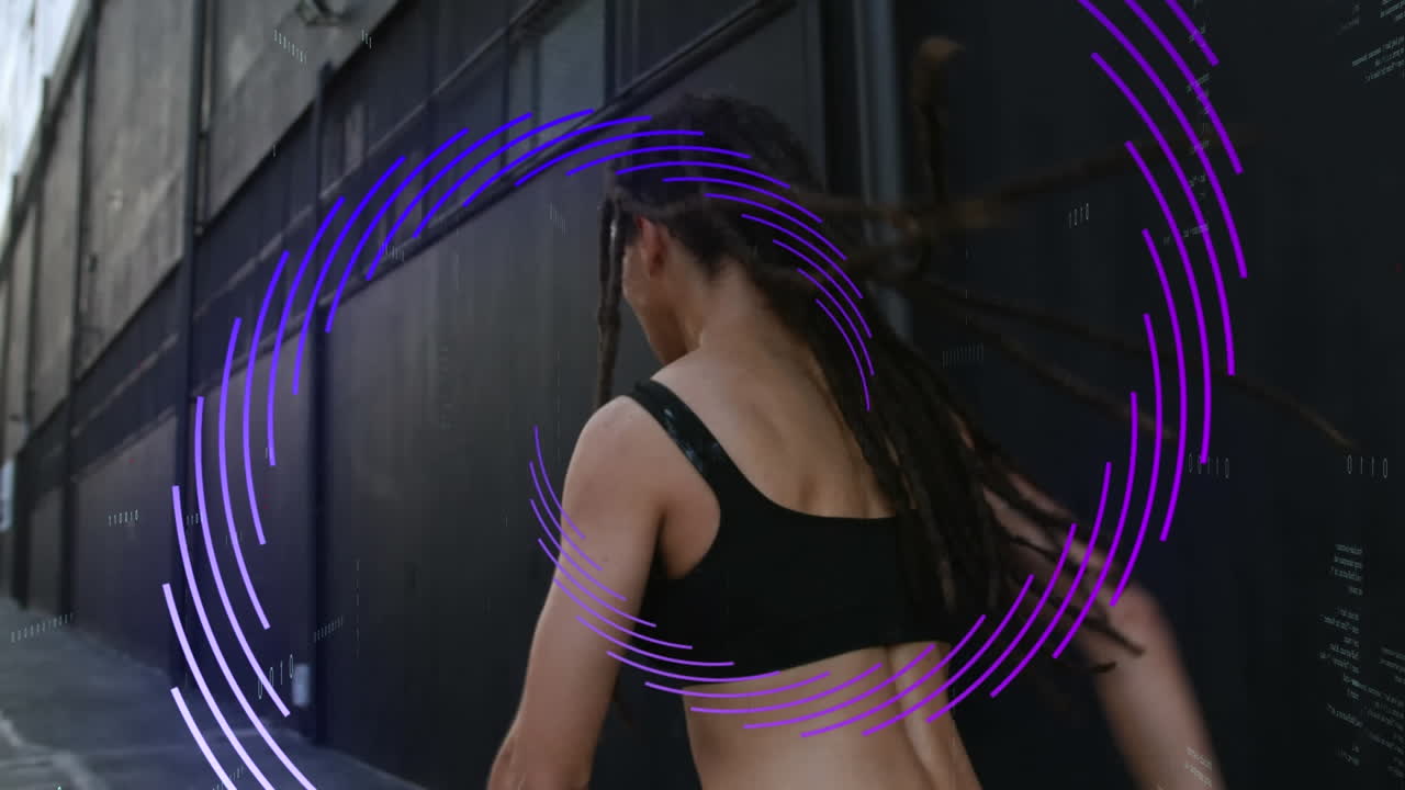 animación de la exploración del alcance sobre círculos de hombres sobre fondo negro