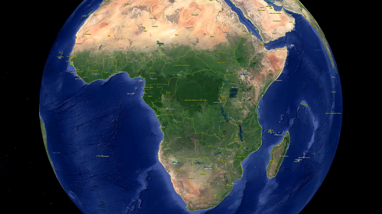 탄자니아 발과 함께 우주에서 3d 지구 - 탄자니아 외부에서 확대