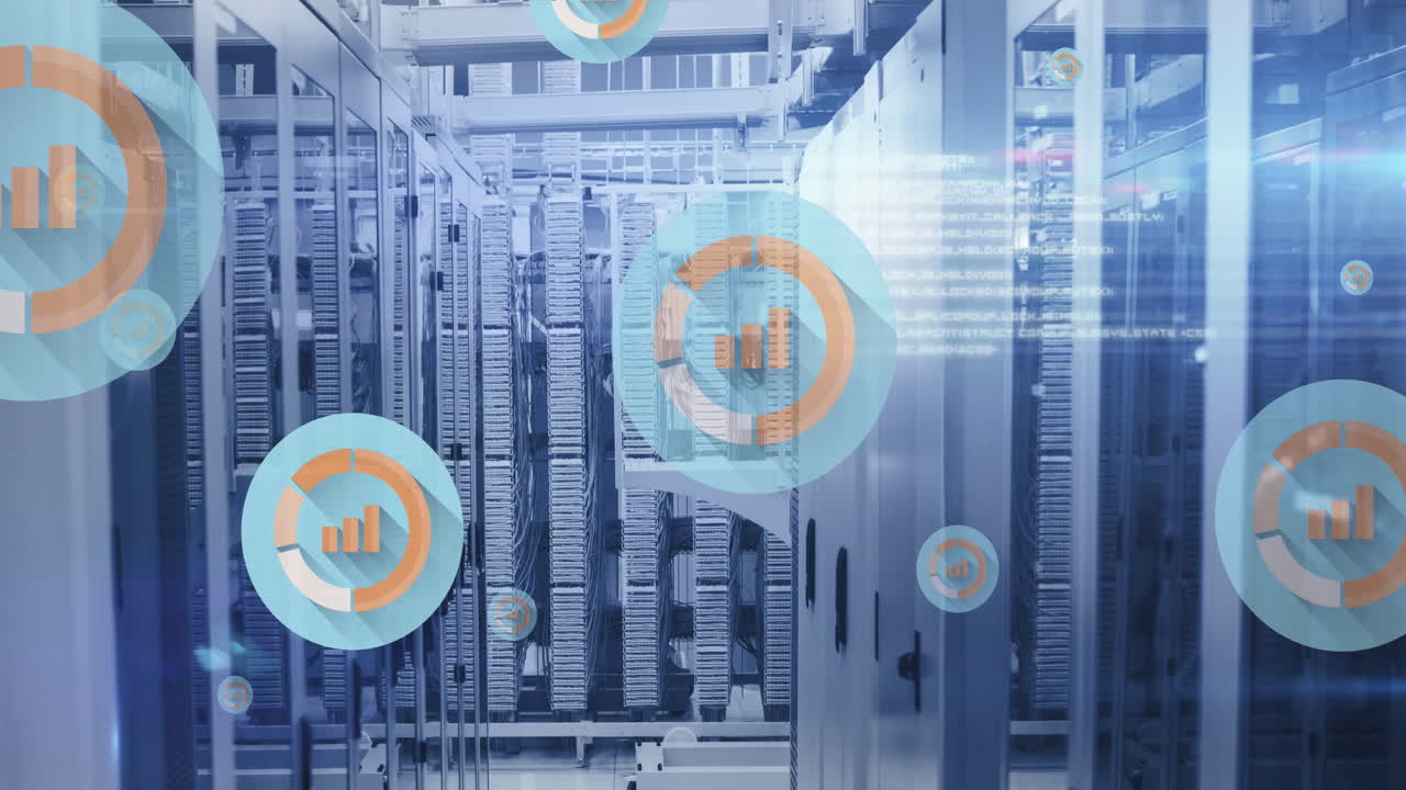 Animation of statistics and data processing over computer servers