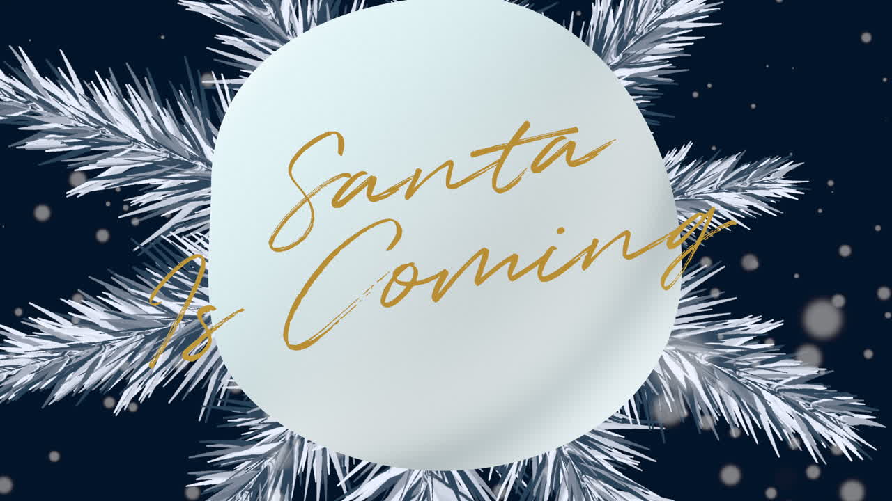 santa viene con copos de nieve blancos en la noche