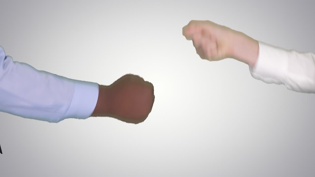 mujer y hombre hacer el papel, tijeras, juego de roca en fondo gradiente