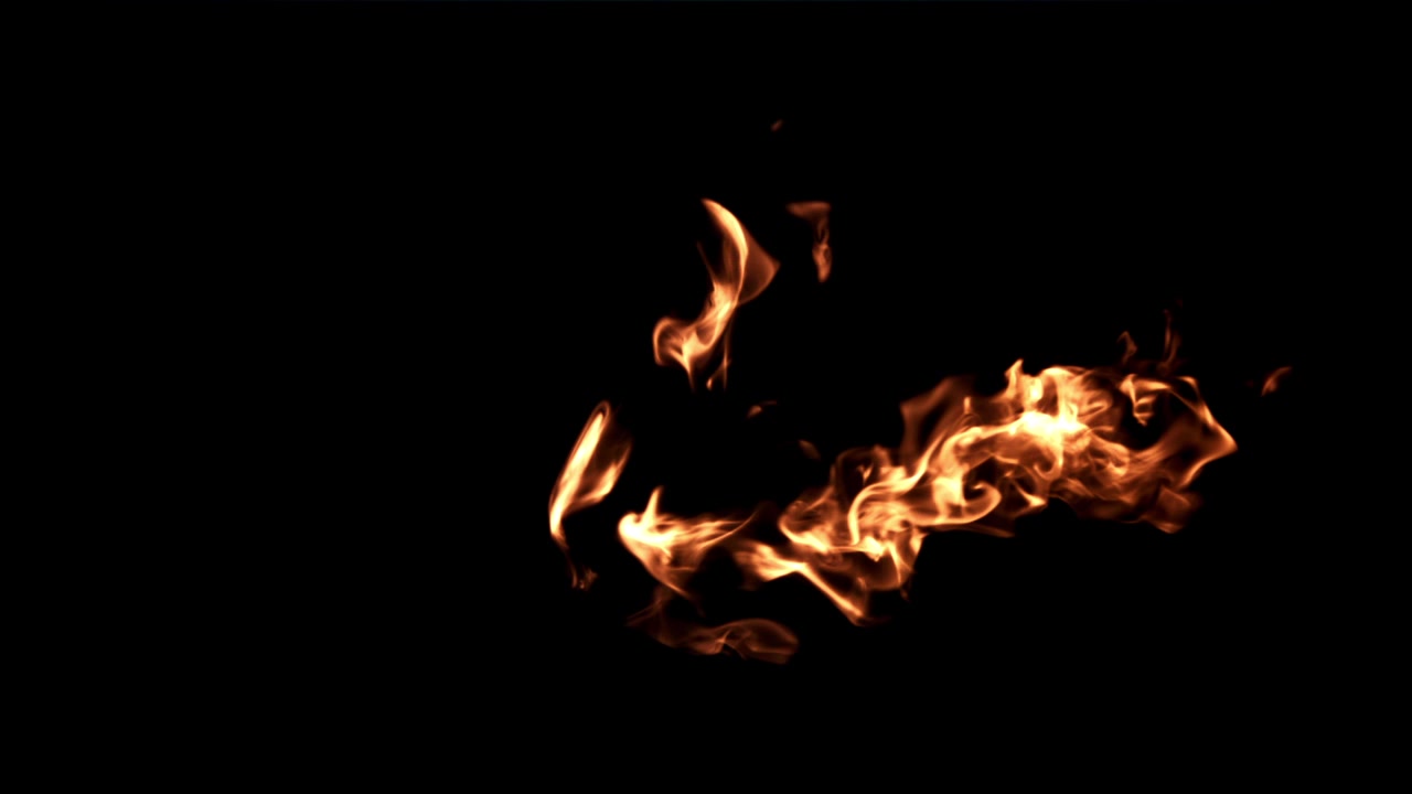 Flickering Fire Flames on Black Background