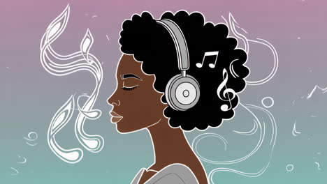 woman enjoying music with headphones