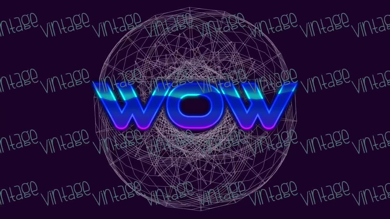 빈티지 텍스트 위에 와우 텍스트의 애니메이션