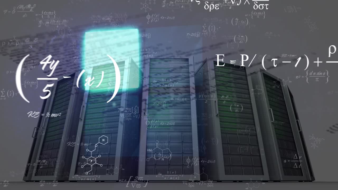 анимация обработки данных через компьютерные серверы