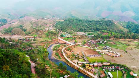 aerial sapan village in mueang nan district, a hidden gem in thailand travel destination