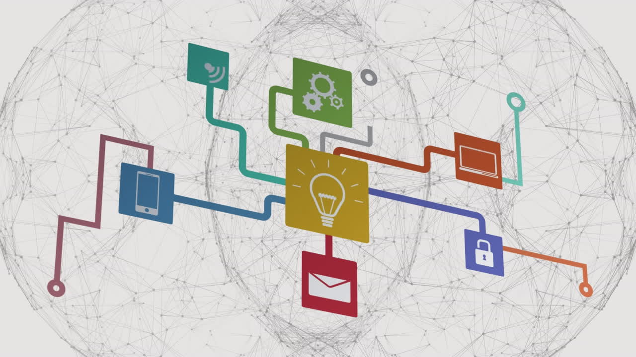 회색 배경 위의 연결 네트워크의 애니메이션