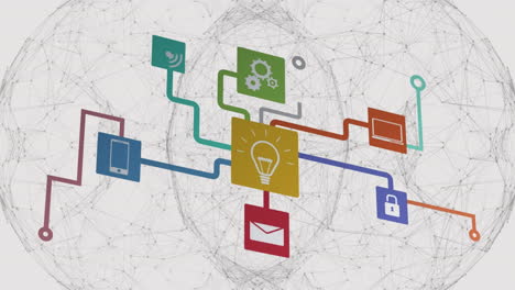 Animation of network of connections over grey background