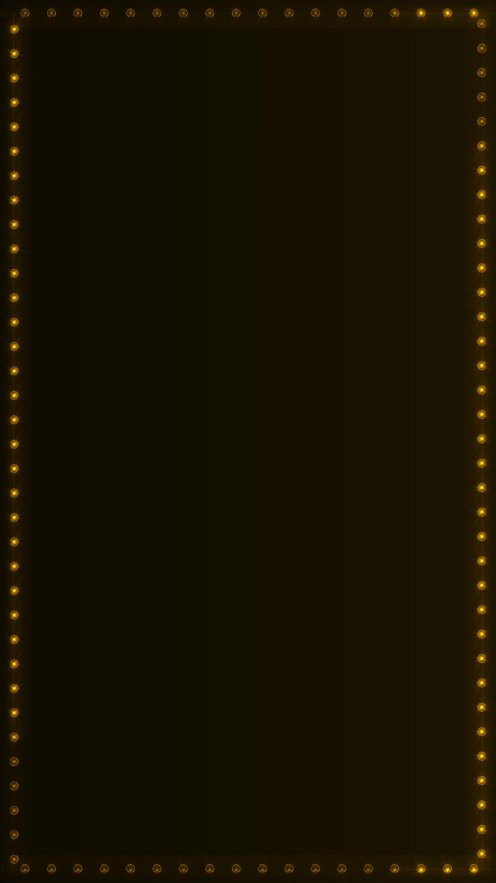 Golden marquee light frame glowing bulbs around a dark empty center luxury event style titles