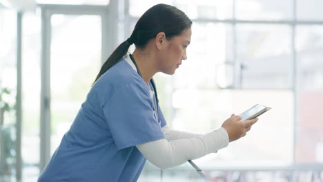 tablet, research and planning with an asian woman