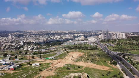 jerusalem city wide shot aerial flight view