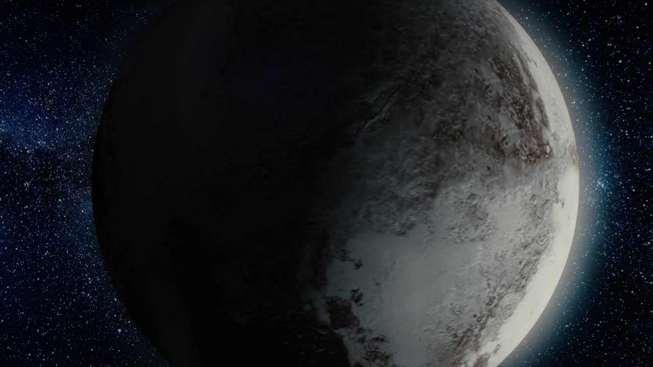 planeta plutón. hermosa animación en 3d del planeta plutón gira con el canal alfa. planeta plutón animación