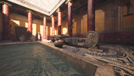 historic roman bathhouse exhibits intricate mosaics and ornate architecture