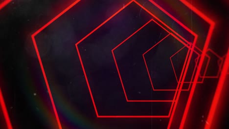 animación de un túnel abstracto de neón rojo brillante que se mueve sobre un fondo negro