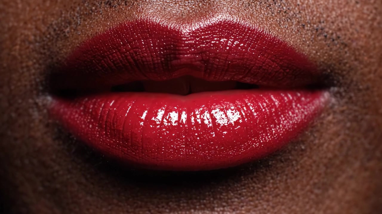 Close-Up Reveals the Allure of Glossy Red Lips: A Journey Through Beauty, Confidence, and Expressive Artistry in Lip Makeup
