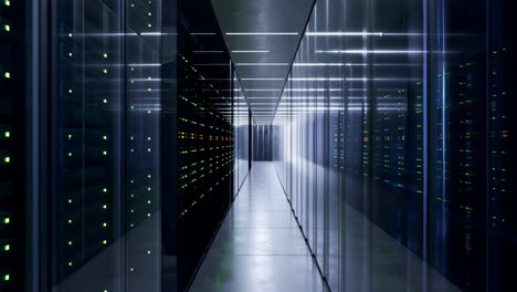 modern data center server room corridor