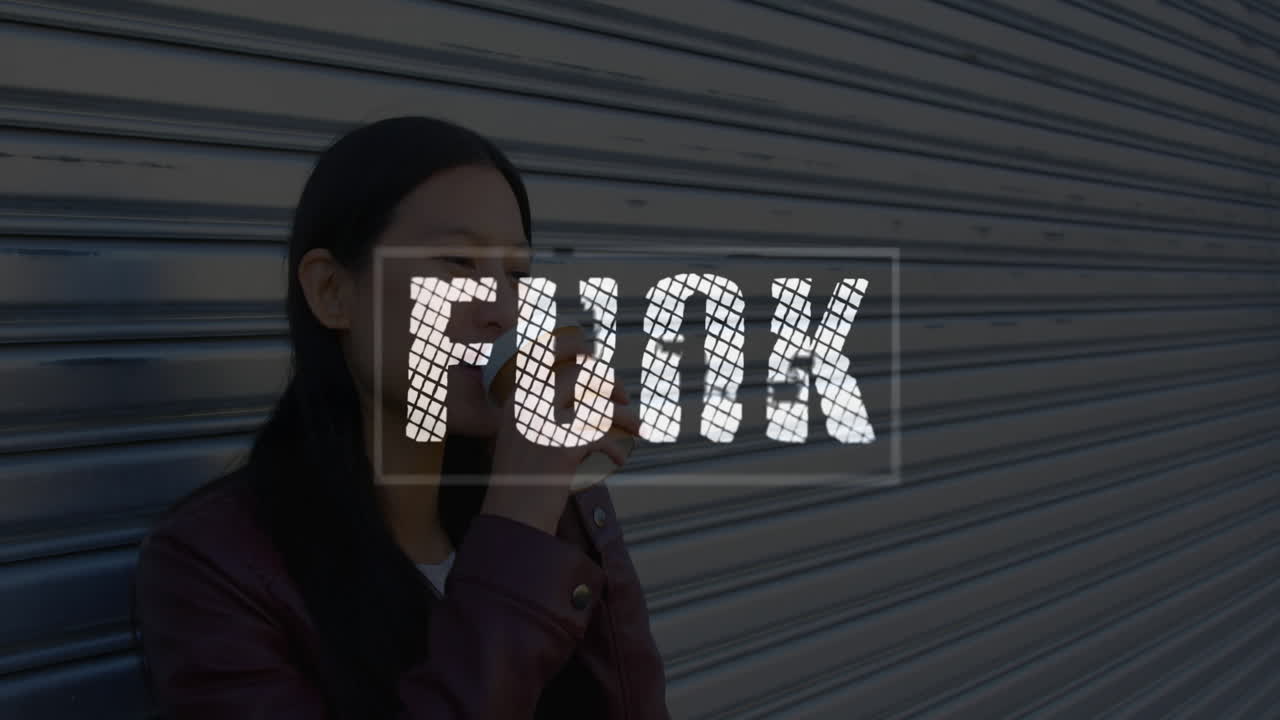FUNK text animation over person standing against corrugated metal background