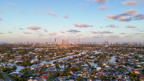 aerial view of gold coast cityscape and suburbs