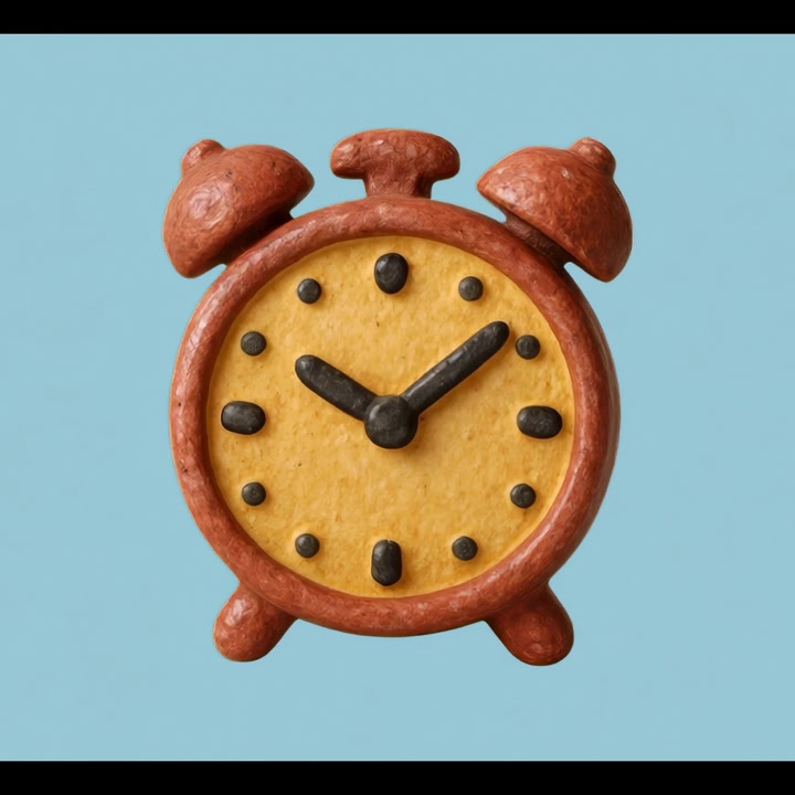 3D Animated Claymation Alarm Clock with Moving Hands