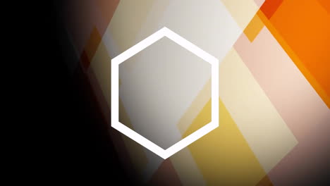 animating hexagonal geometric shapes over abstract background in orange and beige tones
