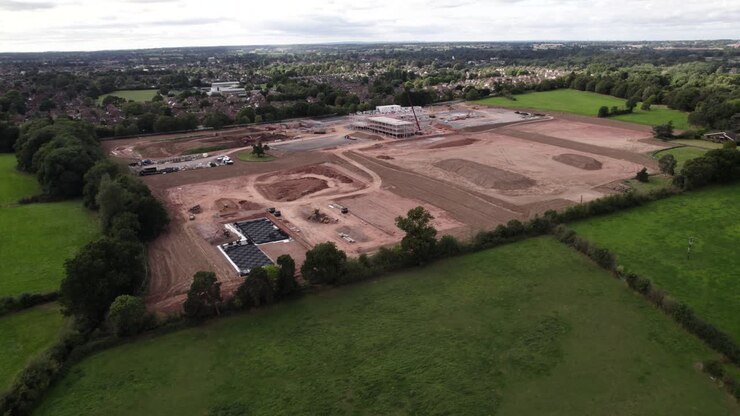 New School Building Site Kenilworth Warwickshire Summer 2021 Aerial Landscape