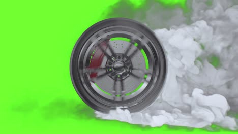 drift wheels with smoke sport cars on a green background