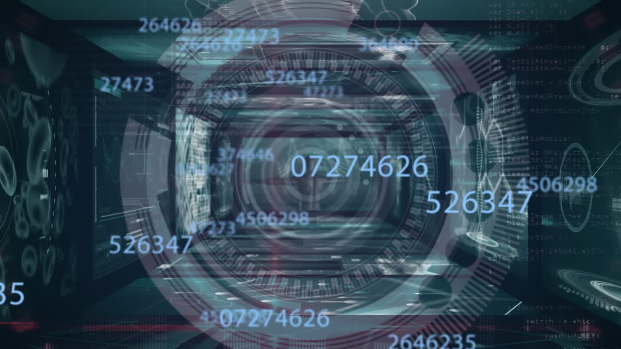 Animation of scope scanning and data processing on screens
