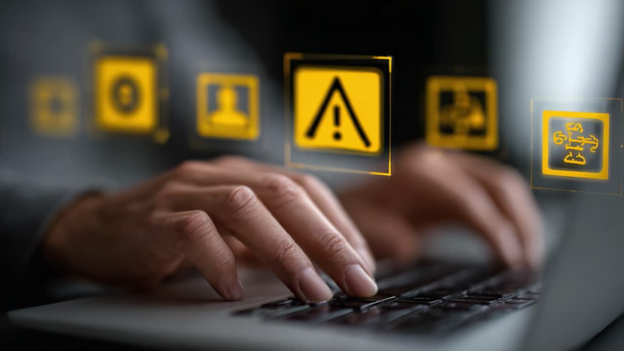 A Focused User Monitoring Alerts on a Digital Interface: Engaging with Warning Symbols on a Laptop for Enhanced Awareness and Safety