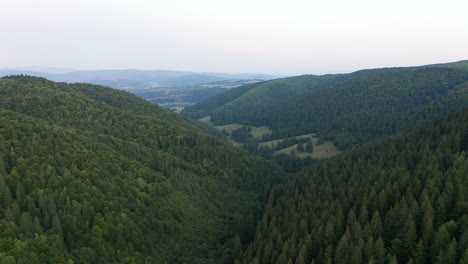 Aerial:-Nyergestető--mountainside-in-Harghita-County,-Romania