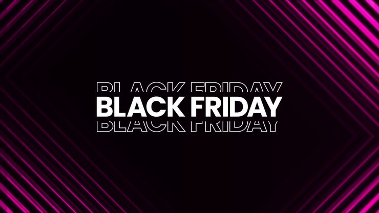 Black Friday graphic element with sleek pink neon lines